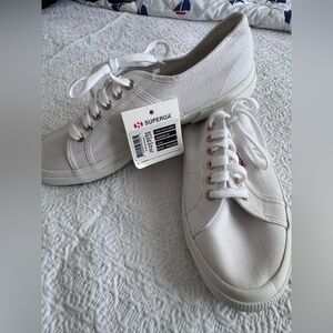 Superga Classic White Lace-Up Sneakers